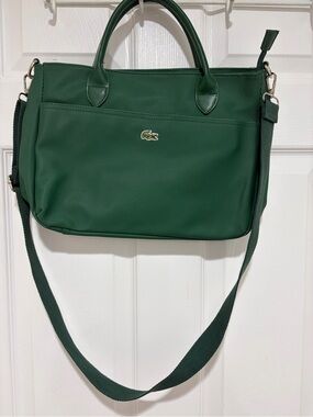 Women’s LACOSTE Green Purse~Crossbody Bag~ Handles & Strap~Inside Compartments